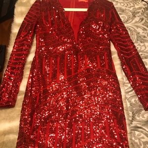 Red sequin dress